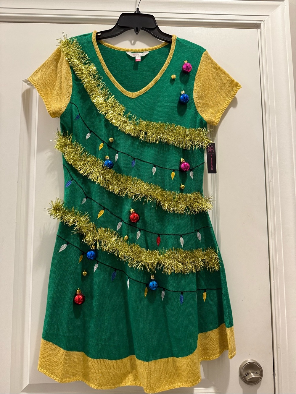 No Boundaries Green & Gold Christmas Tree Dress Costume
